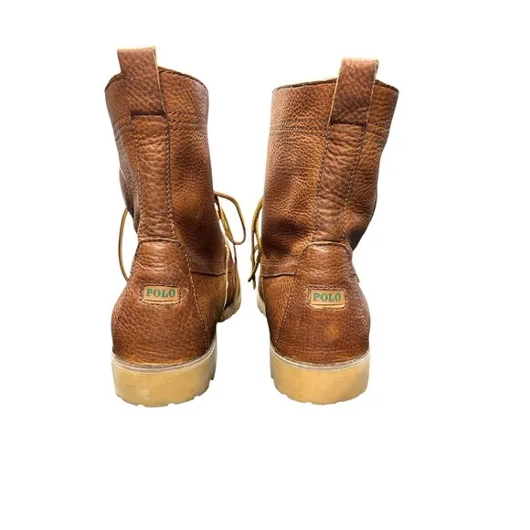 Ralph Lauren Polo Ranger Leather Hiking Buckle Boots Brown Men's Size 12 D