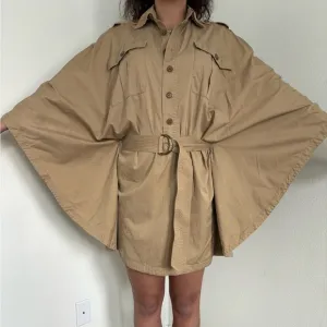 Ralph Lauren Trench Cape Coat Poncho Style Dress - Safari Camel Tan