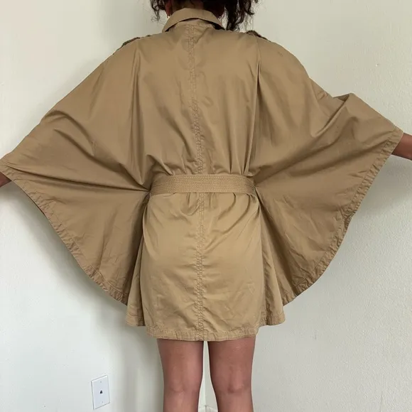 Ralph Lauren Trench Cape Coat Poncho Style Dress - Safari Camel Tan