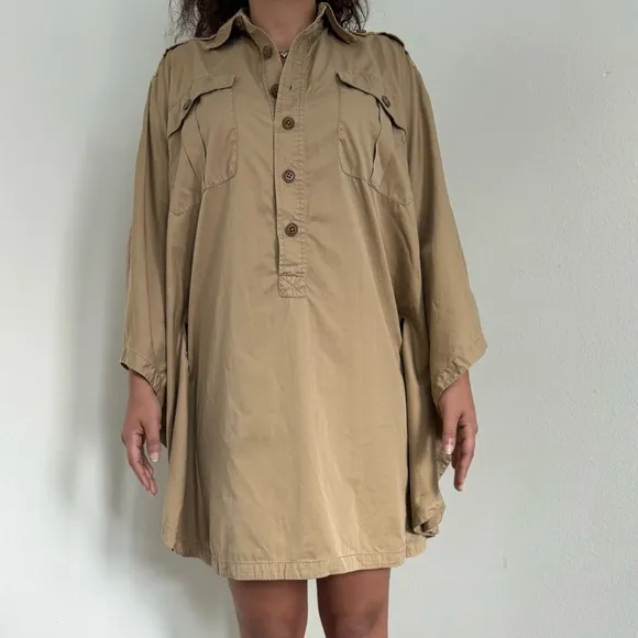 Ralph Lauren Trench Cape Coat Poncho Style Dress - Safari Camel Tan