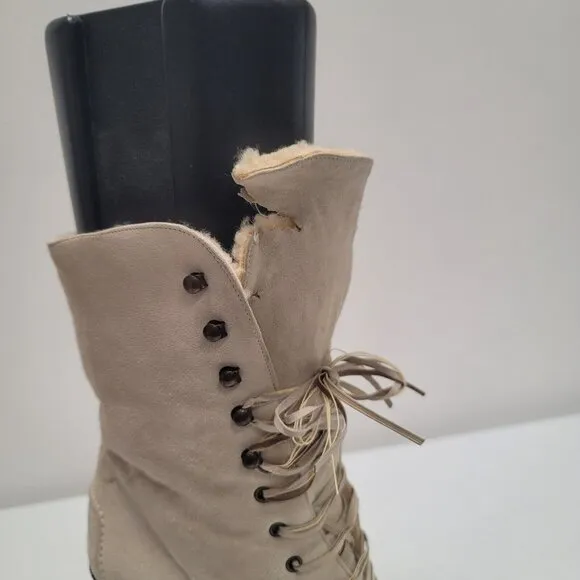 Ralph Lauren Womens High Heel Boots Size 8 Suede Shearling Equestrian Western