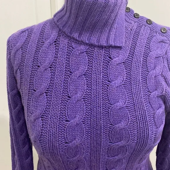 Ralph Lauren Wool &amp; Cashmere Cable-knit Chunky Purple Sweater |Size Medium