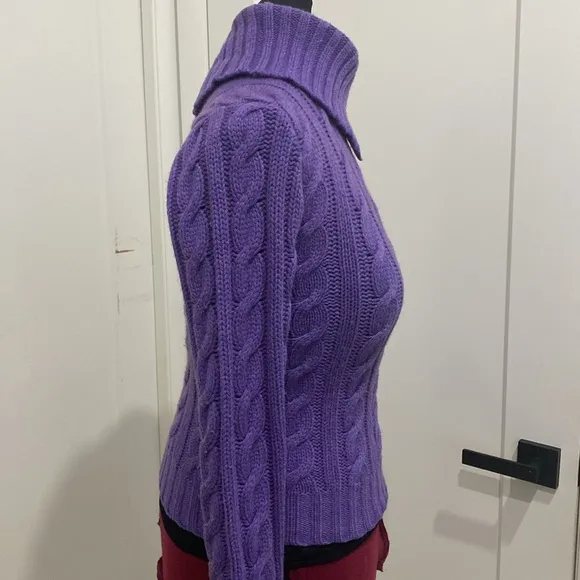 Ralph Lauren Wool &amp; Cashmere Cable-knit Chunky Purple Sweater |Size Medium