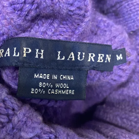 Ralph Lauren Wool &amp; Cashmere Cable-knit Chunky Purple Sweater |Size Medium