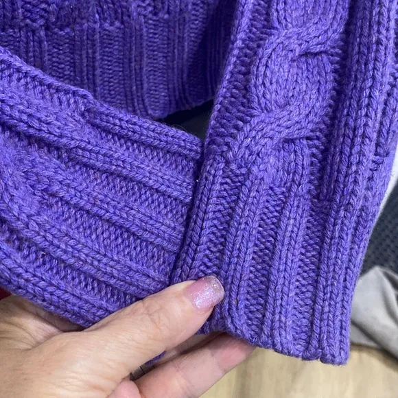 Ralph Lauren Wool &amp; Cashmere Cable-knit Chunky Purple Sweater |Size Medium