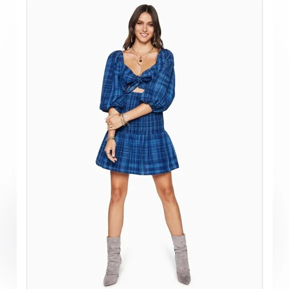 Ramy Brook Caroline Tie Front Mini Dress - Indigo