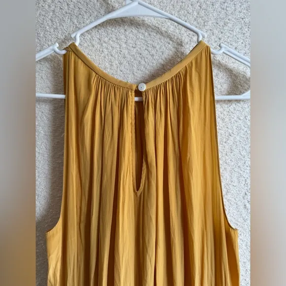 Ramy Brook New York Women’s Audrey Smocked Midi Dress in Gold Size Medium