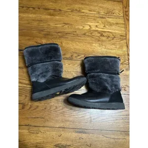 RARE UGG REYKIR BLACK WATERPROOF COLD WEATHER DRAWSTRING FUR WOMEN'S SIZE US9.5