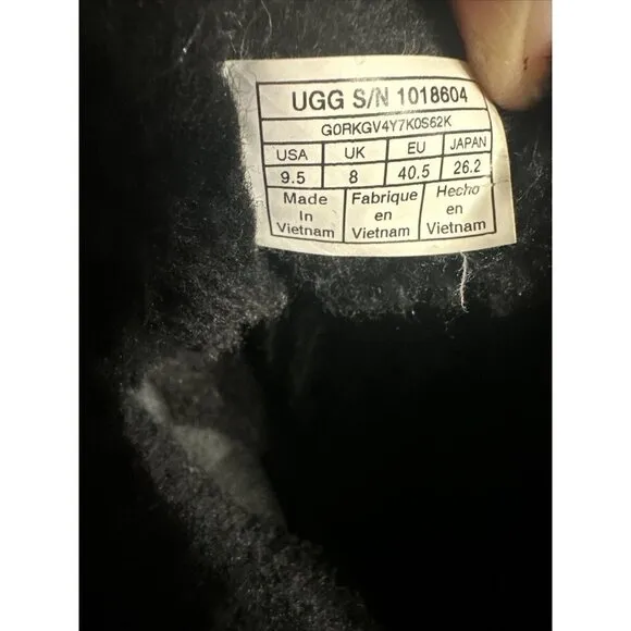 RARE UGG REYKIR BLACK WATERPROOF COLD WEATHER DRAWSTRING FUR WOMEN'S SIZE US9.5