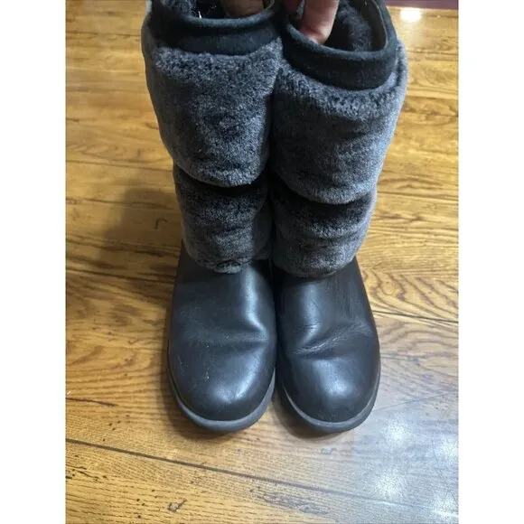 RARE UGG REYKIR BLACK WATERPROOF COLD WEATHER DRAWSTRING FUR WOMEN'S SIZE US9.5