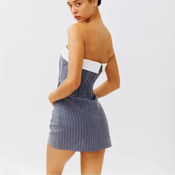 RARE! With Jean Chloe Corset Dress in Pin Me pinstripe