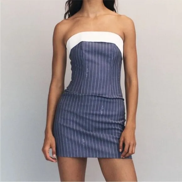 RARE! With Jean Chloe Corset Dress in Pin Me pinstripe