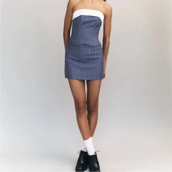RARE! With Jean Chloe Corset Dress in Pin Me pinstripe
