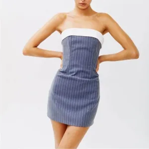 RARE! With Jean Chloe Corset Dress in Pin Me pinstripe