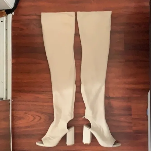 Raye Over the Knee boots cream boots