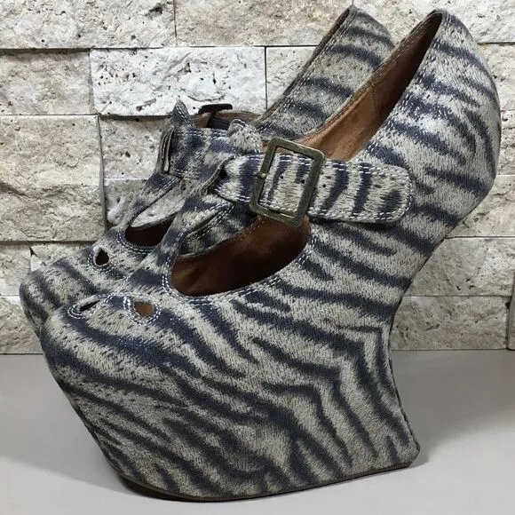 Real leather Jefrey Campbell Gravity Wedge Size 7.5 TEE OFF