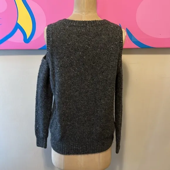 Rebecca Minkoff Heather Gray Wool Blend Cold Shoulder Sweater
