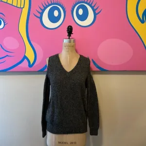 Rebecca Minkoff Heather Gray Wool Blend Cold Shoulder Sweater