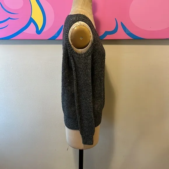 Rebecca Minkoff Heather Gray Wool Blend Cold Shoulder Sweater