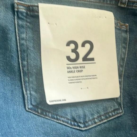 {Re/Done} 90’s High-Rise Ankle Crop Distressed Jeans, NWT