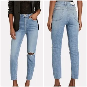 {Re/Done} 90’s High-Rise Ankle Crop Distressed Jeans, NWT