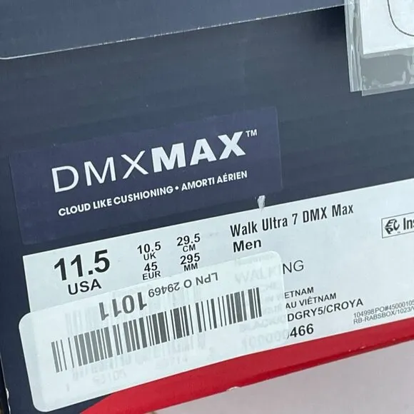 Reebok Mens DMX Max Black Walking Shoes Size 11.5 USA Lightweight Sole NWB S049