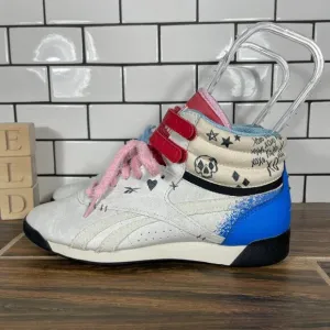 Reebok x DC Comics Freestyle Hi Womens 7.5 Shoes Multicolor Harley Quinn Sneaker