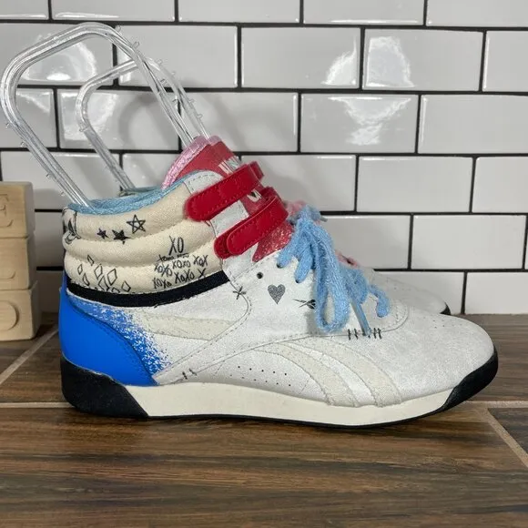 Reebok x DC Comics Freestyle Hi Womens 7.5 Shoes Multicolor Harley Quinn Sneaker