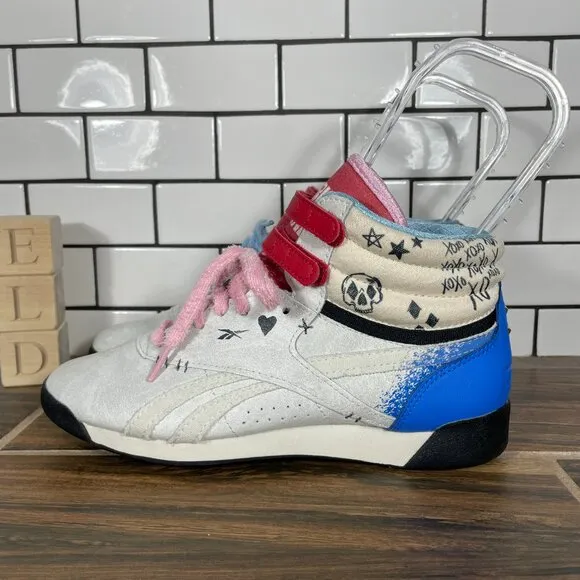 Reebok x DC Comics Freestyle Hi Womens 7.5 Shoes Multicolor Harley Quinn Sneaker