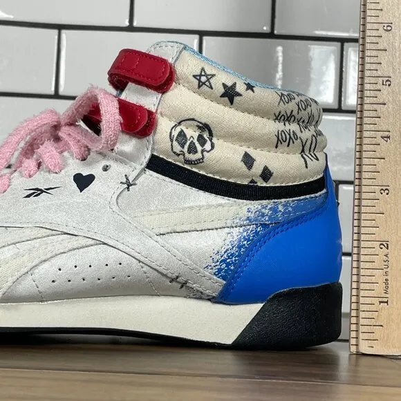 Reebok x DC Comics Freestyle Hi Womens 7.5 Shoes Multicolor Harley Quinn Sneaker