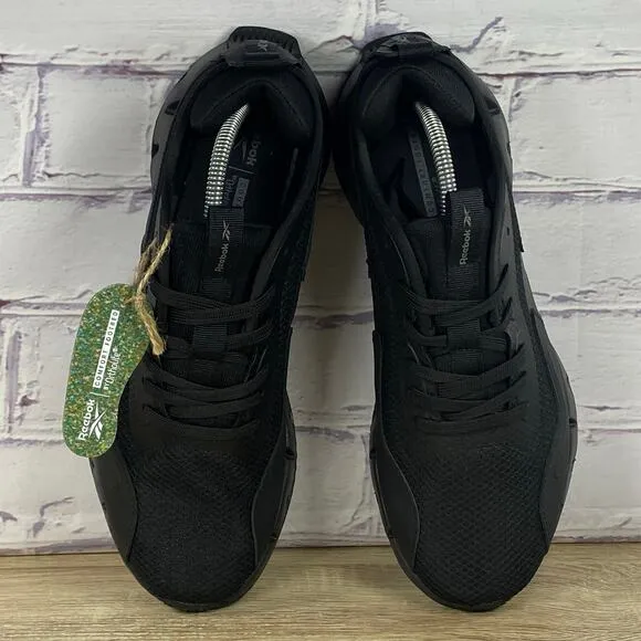 Reebok Zig Dynamica Triple Black Running Shoes Men's Size 9.5 Athletic Sneakers