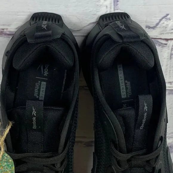 Reebok Zig Dynamica Triple Black Running Shoes Men's Size 9.5 Athletic Sneakers