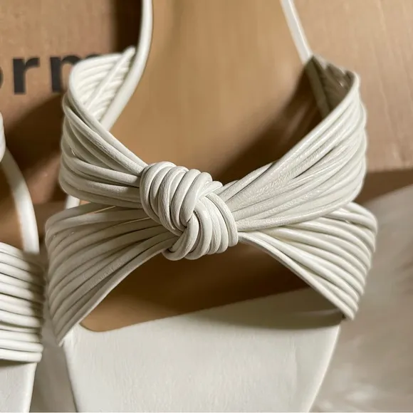 Reformation Peridot Mignon Knot Flat Leather Slide Slip On Sandals Off White W9