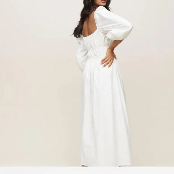 Reformation Bennie dress white lined cotton. Soft and feminine size Sm.