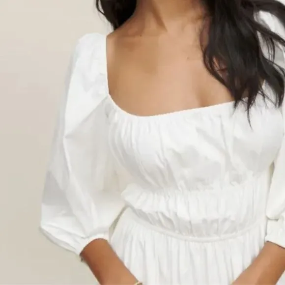 Reformation Bennie dress white lined cotton. Soft and feminine size Sm.