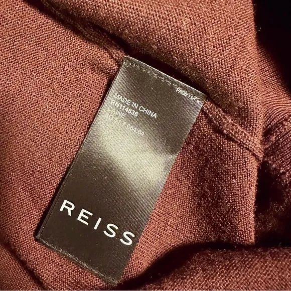 Reiss ‘Caine’ 100% Merino Wool Roll Neck Jumper in “Rust” Size Medium
