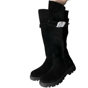 Religious Comfort Waterproof Black Suede Knee High Boots 8.5