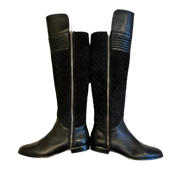 Renvy Black Melina Over The Knee Quilted Boots