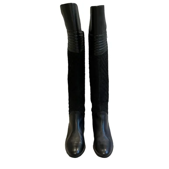Renvy Black Melina Over The Knee Quilted Boots