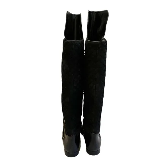Renvy Black Melina Over The Knee Quilted Boots