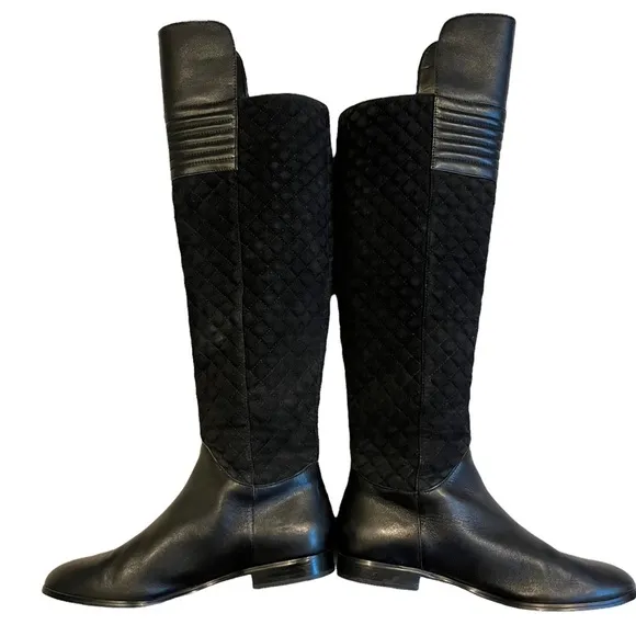 Renvy Black Melina Over The Knee Quilted Boots