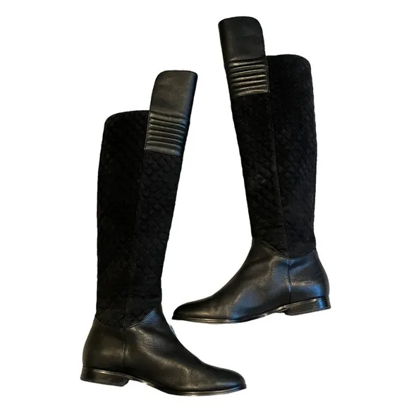 Renvy Black Melina Over The Knee Quilted Boots