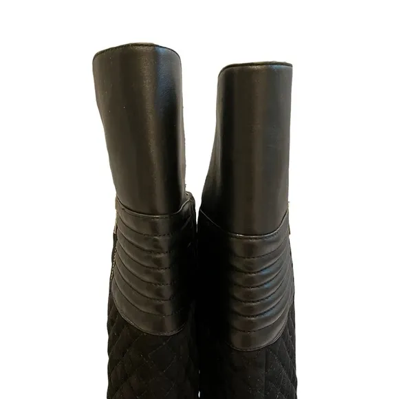 Renvy Black Melina Over The Knee Quilted Boots