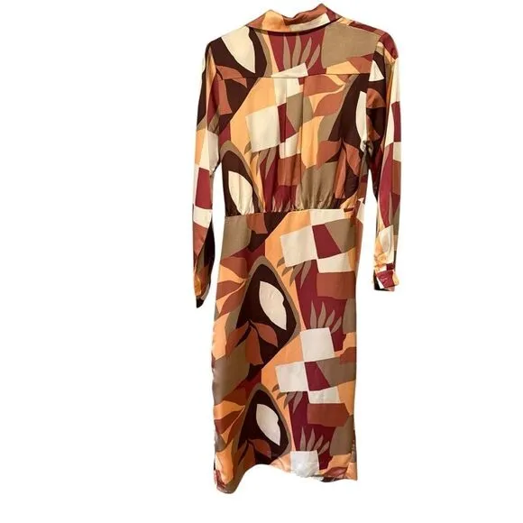 Revolve Anthropologie Dress Forum Satin Geometric Print Wrap Dress