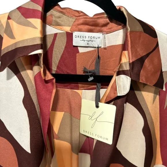 Revolve Anthropologie Dress Forum Satin Geometric Print Wrap Dress