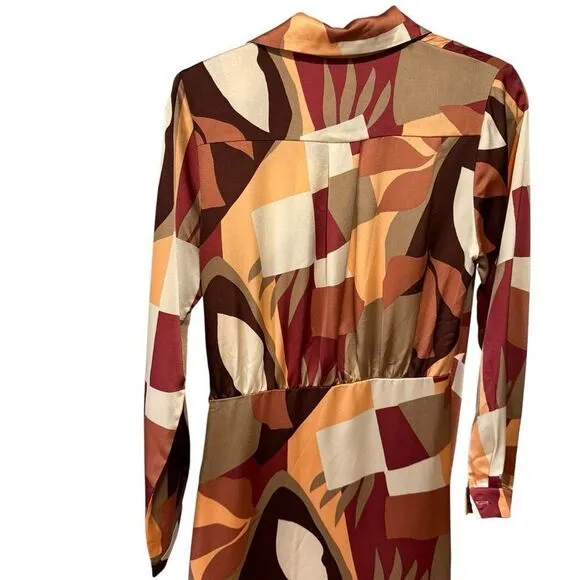 Revolve Anthropologie Dress Forum Satin Geometric Print Wrap Dress
