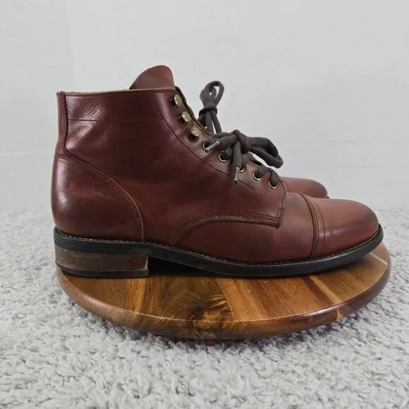 Rhodes Footwear Dean Brown Leather Cap Toe Ankle Lace Up Dress Boots Mens 11.5