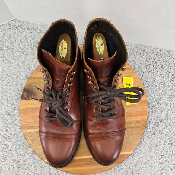Rhodes Footwear Dean Brown Leather Cap Toe Ankle Lace Up Dress Boots Mens 11.5