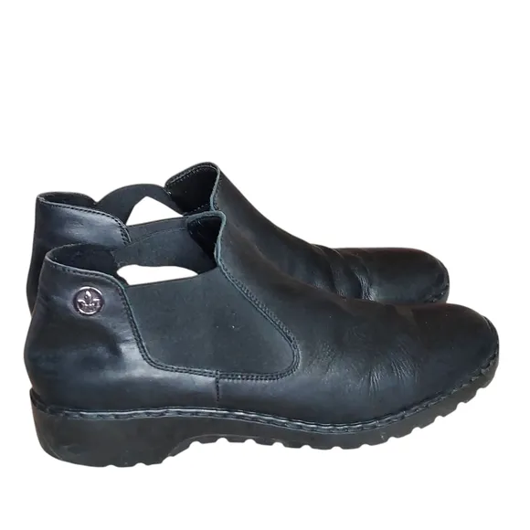 Rieker Black Leather Chelsea Ankle Boots Women's