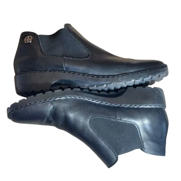 Rieker Black Leather Chelsea Ankle Boots Women's